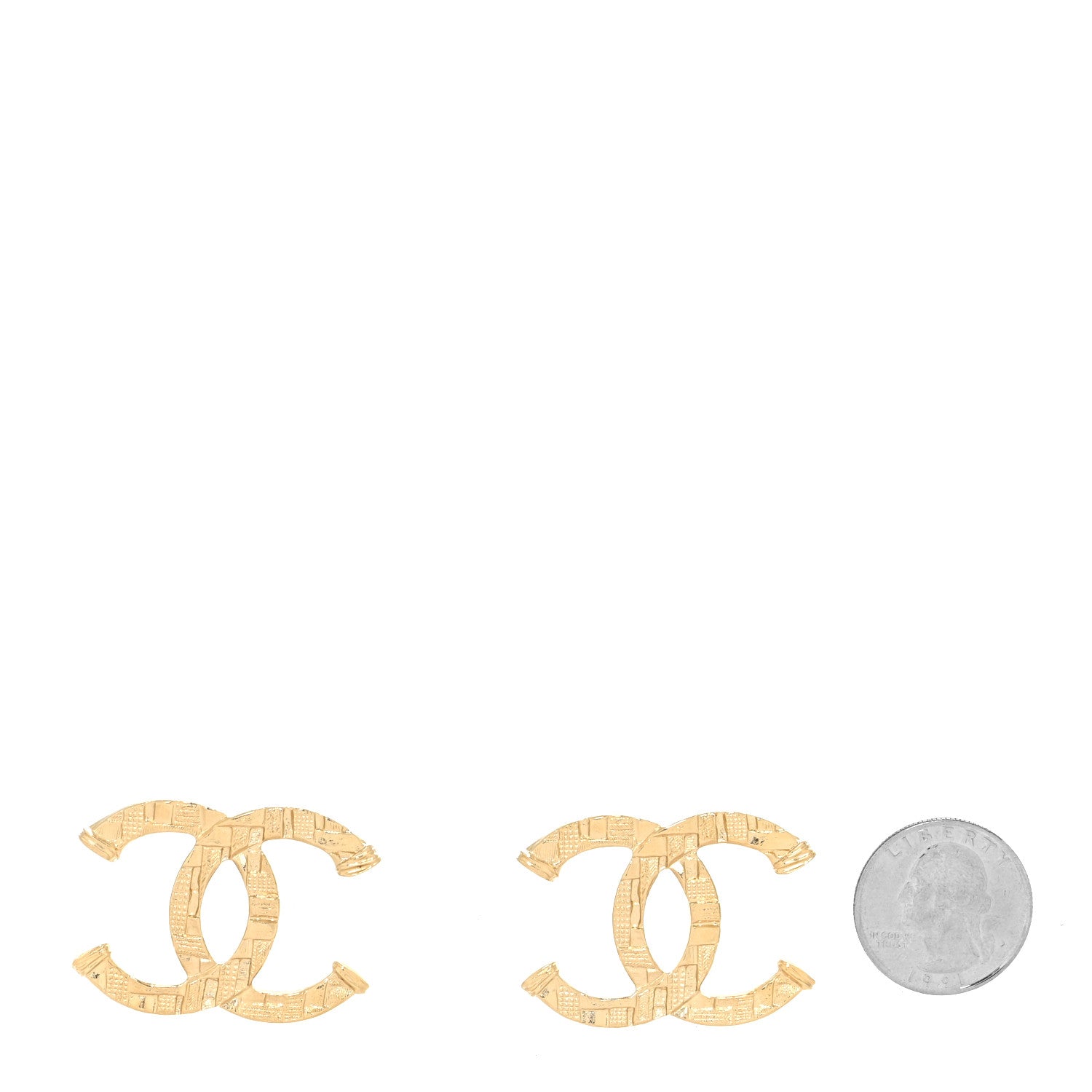 Chanel Metal Textured CC Earrings Gold 2 of 4