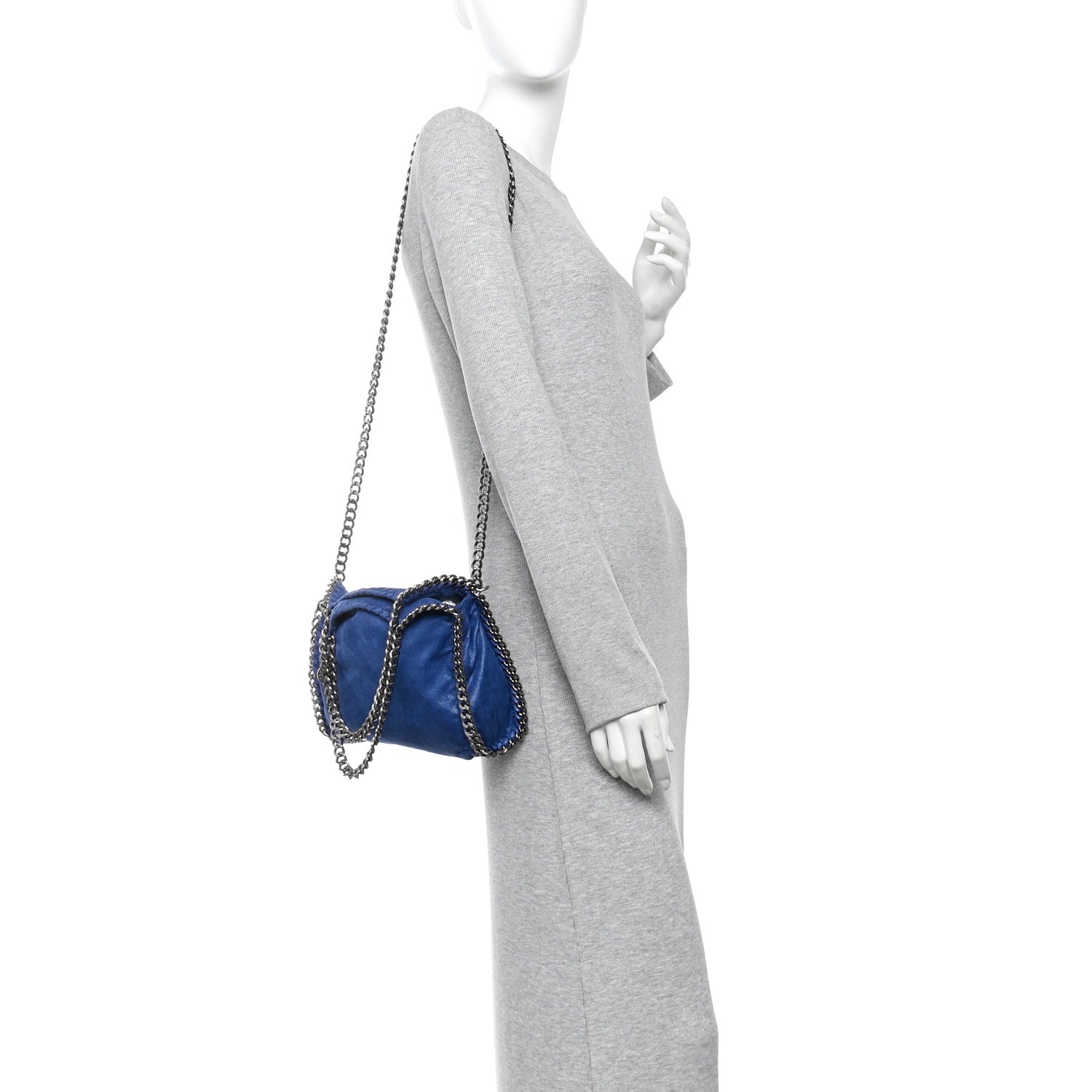 Stella McCartney Shaggy Deer Mini Falabella Fold Over Tote Blue 2 of 10