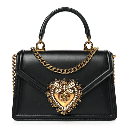 Dolce & Gabbana Smooth Calfskin Small Devotion Envelope Top Handle Bag Black 1 of 9