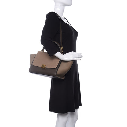 Celine Crocodile Embossed Calfskin Suede Small Trapeze Taupe 2 of 9