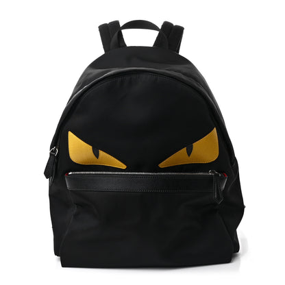 Fendi Nylon Vitello Elite Monster Eyes Rounded Backpack Black Yellow 1 of 10