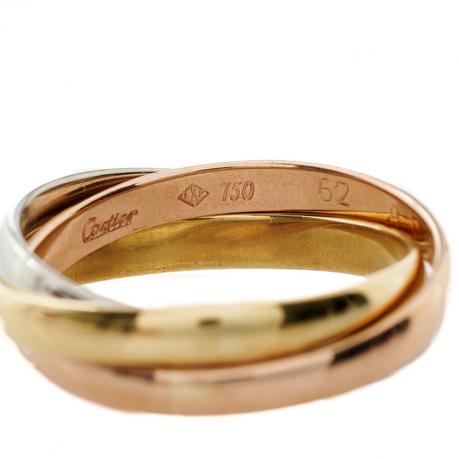 Cartier 18K Pink Yellow White Gold Small Trinity Ring 63 10.25 5 of 10