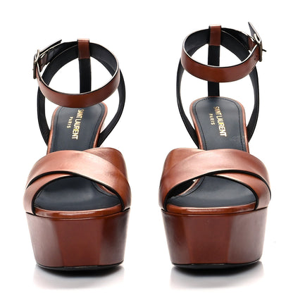 Saint Laurent Calfskin Farrah 80 Platform Sandals 37 Papaya 2 of 9
