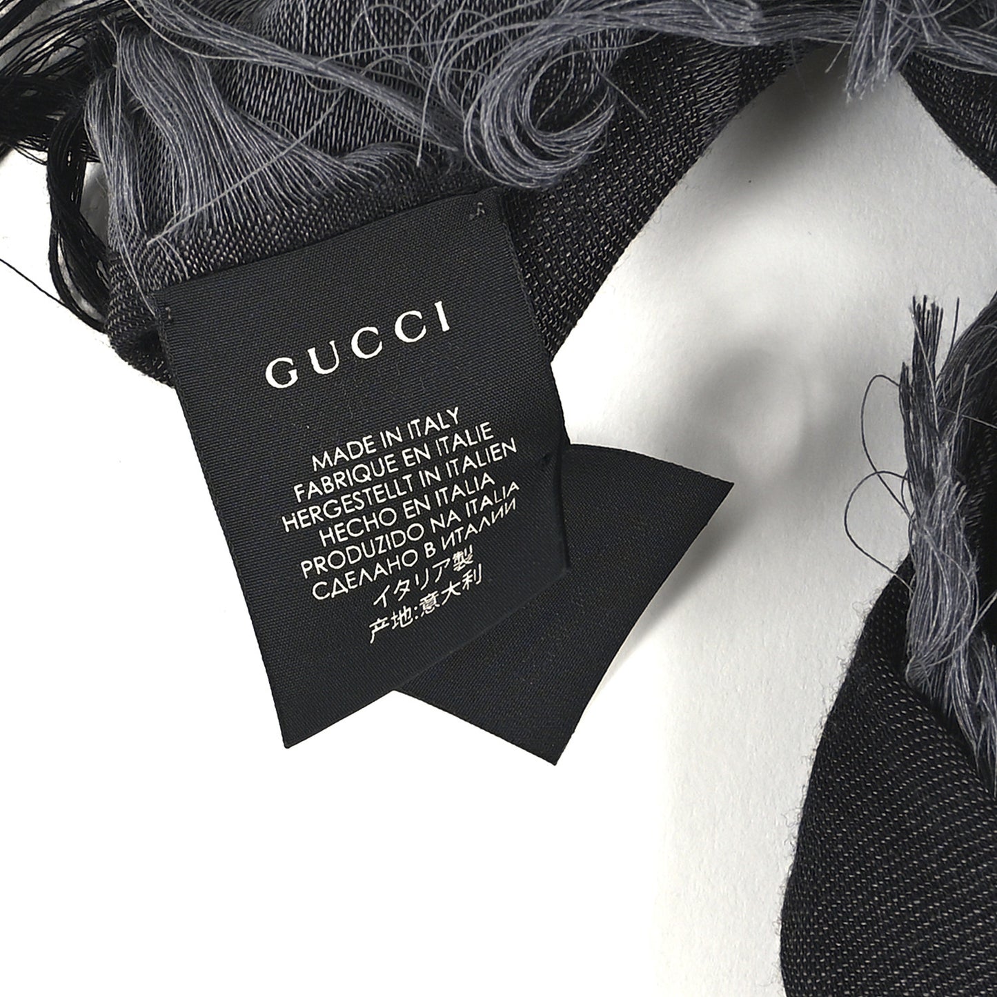 Wool Silk GG Monogram Diamante Plaid Surviee Shawl Graphite Black