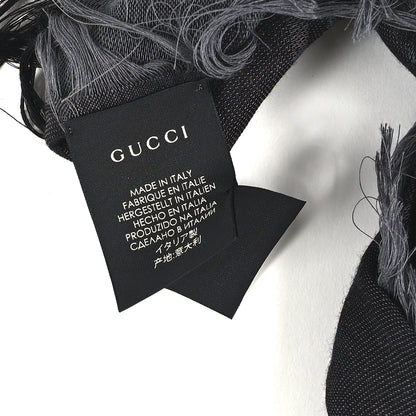 Gucci Wool Silk GG Monogram Diamante Plaid Surviee Shawl Graphite Black 5 of 8
