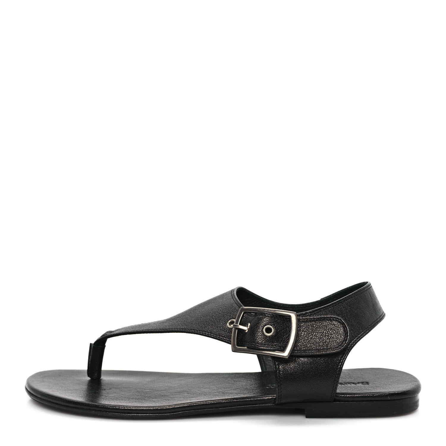 Saint Laurent Calfskin Incrociato Denver Monogram Sandals 36 Black 1 of 9