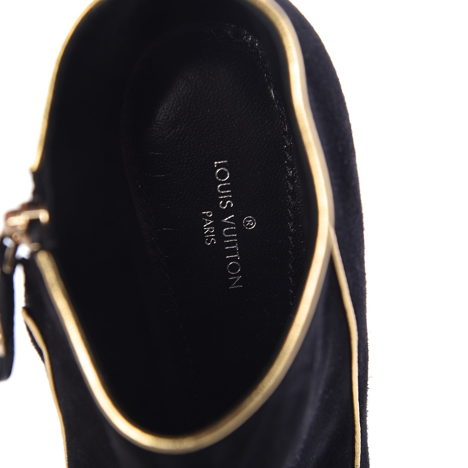 Louis Vuitton Suede Peep Toe Platform Booties 37 Black 7 of 8