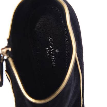 Louis Vuitton Suede Peep Toe Platform Booties 37 Black 7 of 8