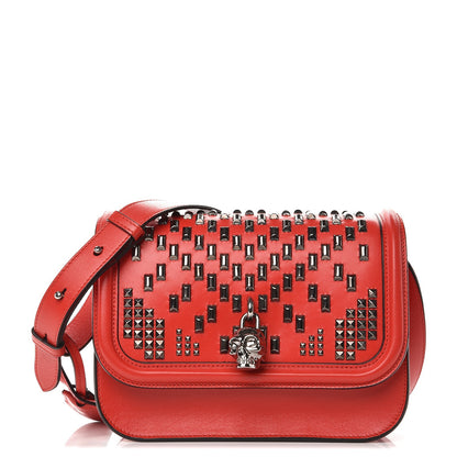 Alexander McQueen Calfskin Studded Small Padlock Crossbody Bag Red 1 of 8