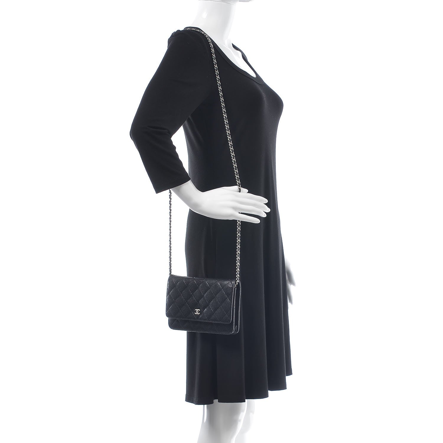 Chanel Caviar Quilted Wallet On Chain WOC Black 2 of 8