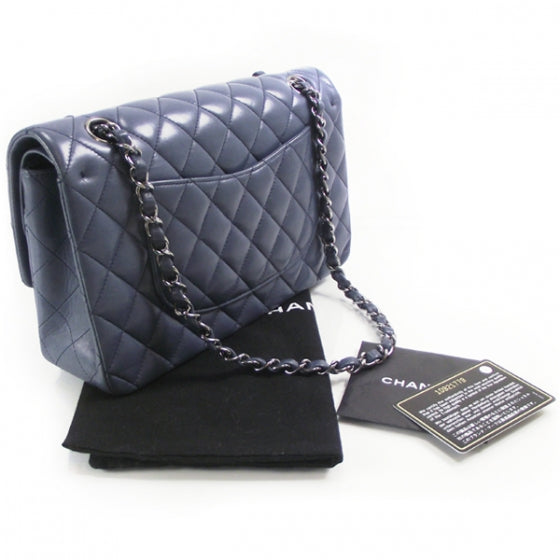 Lambskin Medium Double Flap Blue