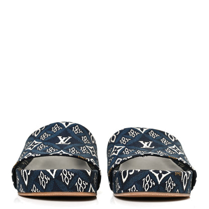 Louis Vuitton Canvas Since 1854 Jumbo Flatform Mule Sandals 36 Blue 2 of 11