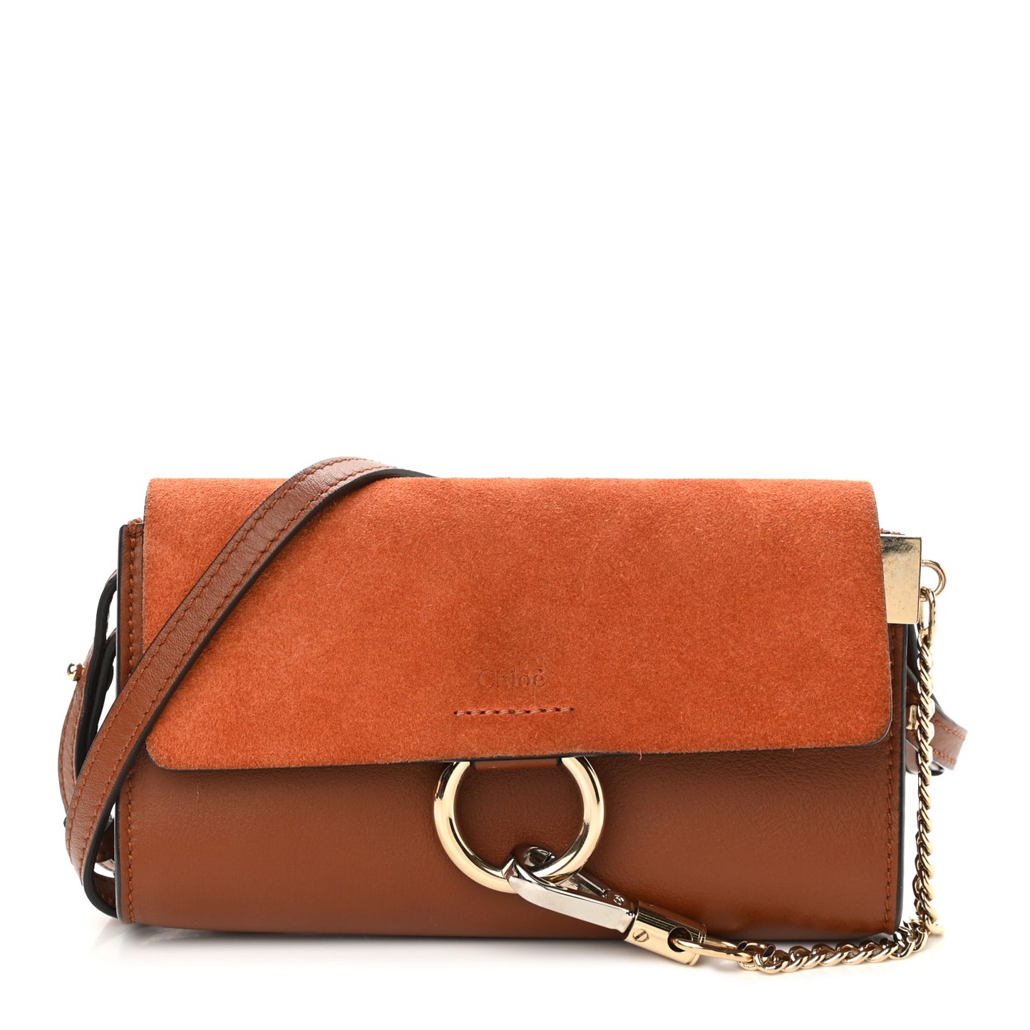 Suede Calfskin Mini Faye Shoulder Bag Tobacco