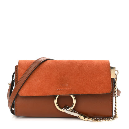 Chloe Suede Calfskin Mini Faye Shoulder Bag Tobacco 1 of 11