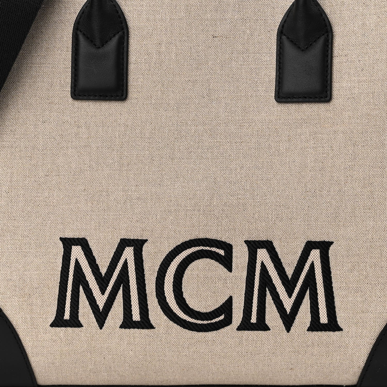 MCM Canvas Logo Large Munchen Tote Black 8 of 10