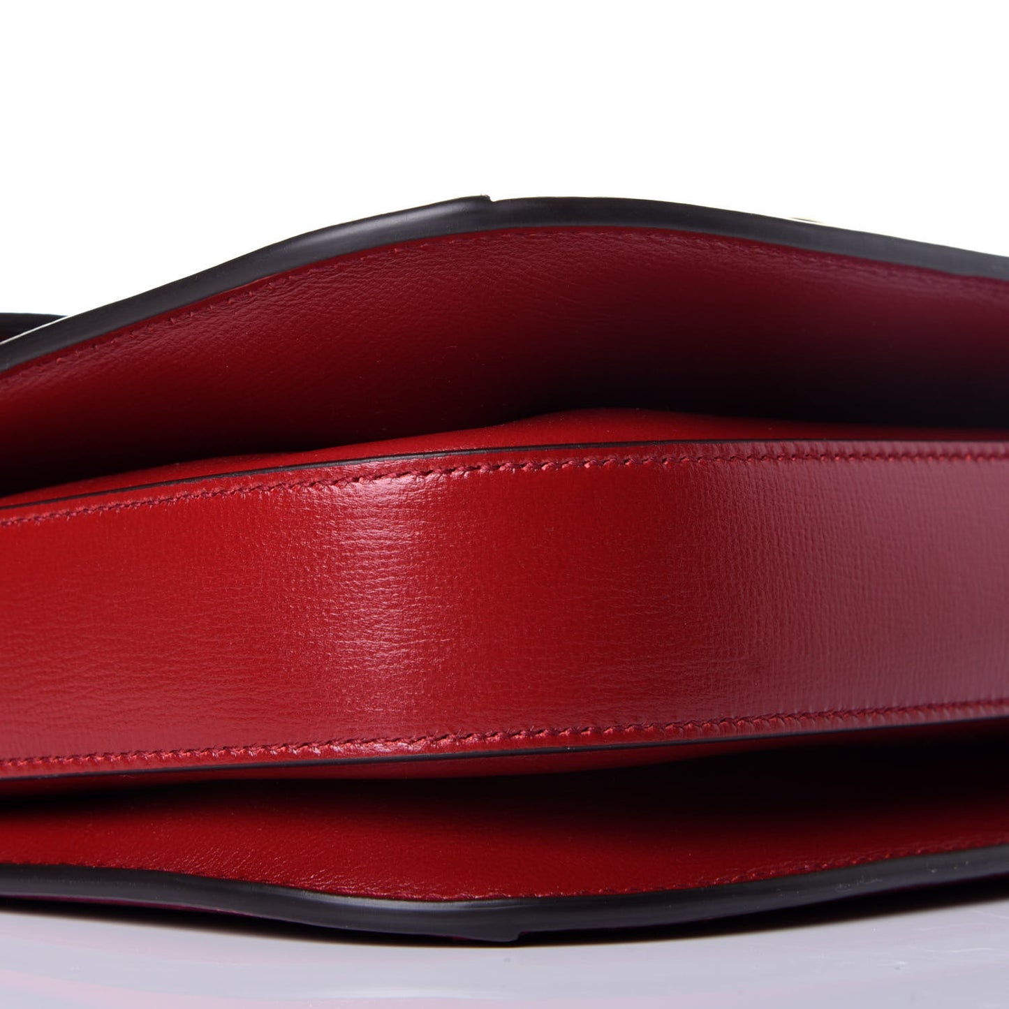 GG Supreme Monogram Azalea Calfskin Horsebit 1955 Shoulder Bag Beige Ebony New Cherry Red