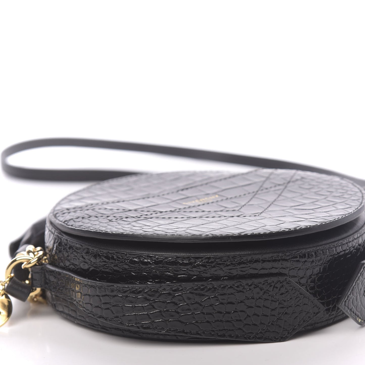 Calfskin Crocodile Embossed Eden Round Black