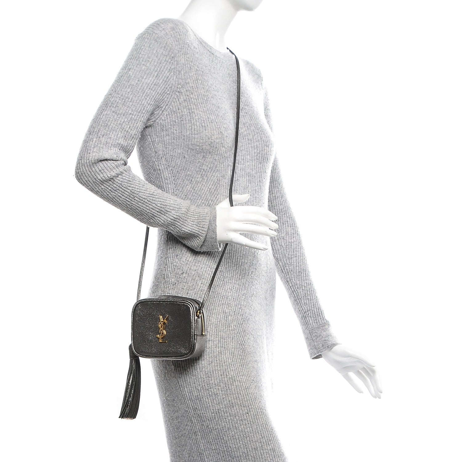 Saint Laurent Metallic Calfskin Monogram Blogger Bag Lapis Nero 2 of 6