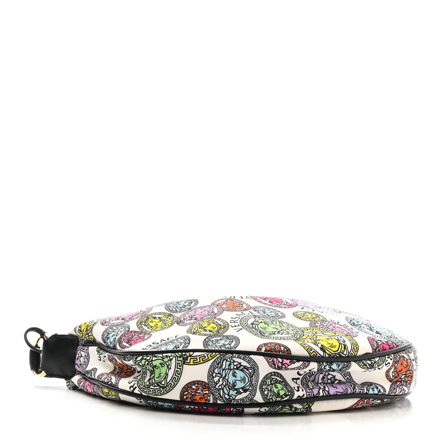 Nylon Calfskin Medusa Amplified Print Hobo Bag White Multicolor