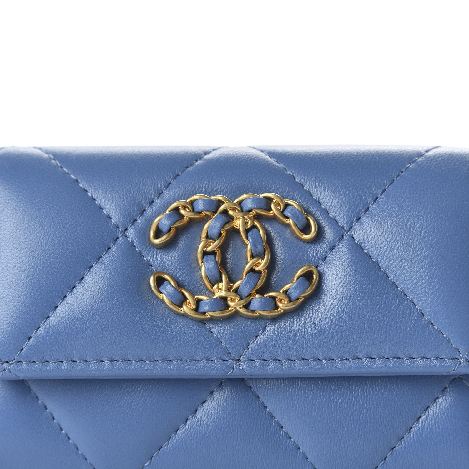 Chanel Lambskin Quilted Chanel 19 Flap Card Holder Light Blue 11 of 12