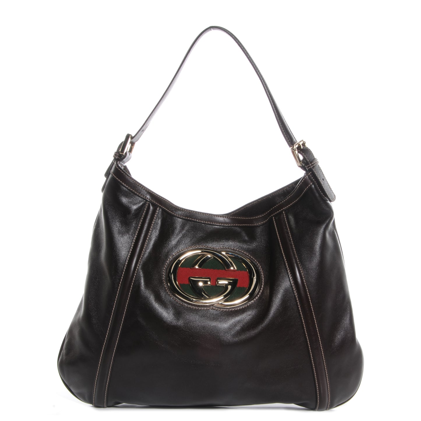 Leather Britt Medium Hobo Dark Brown
