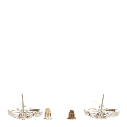 Chanel Crystal Pearl CC Bow Drop Earrings Gold 3 of 5