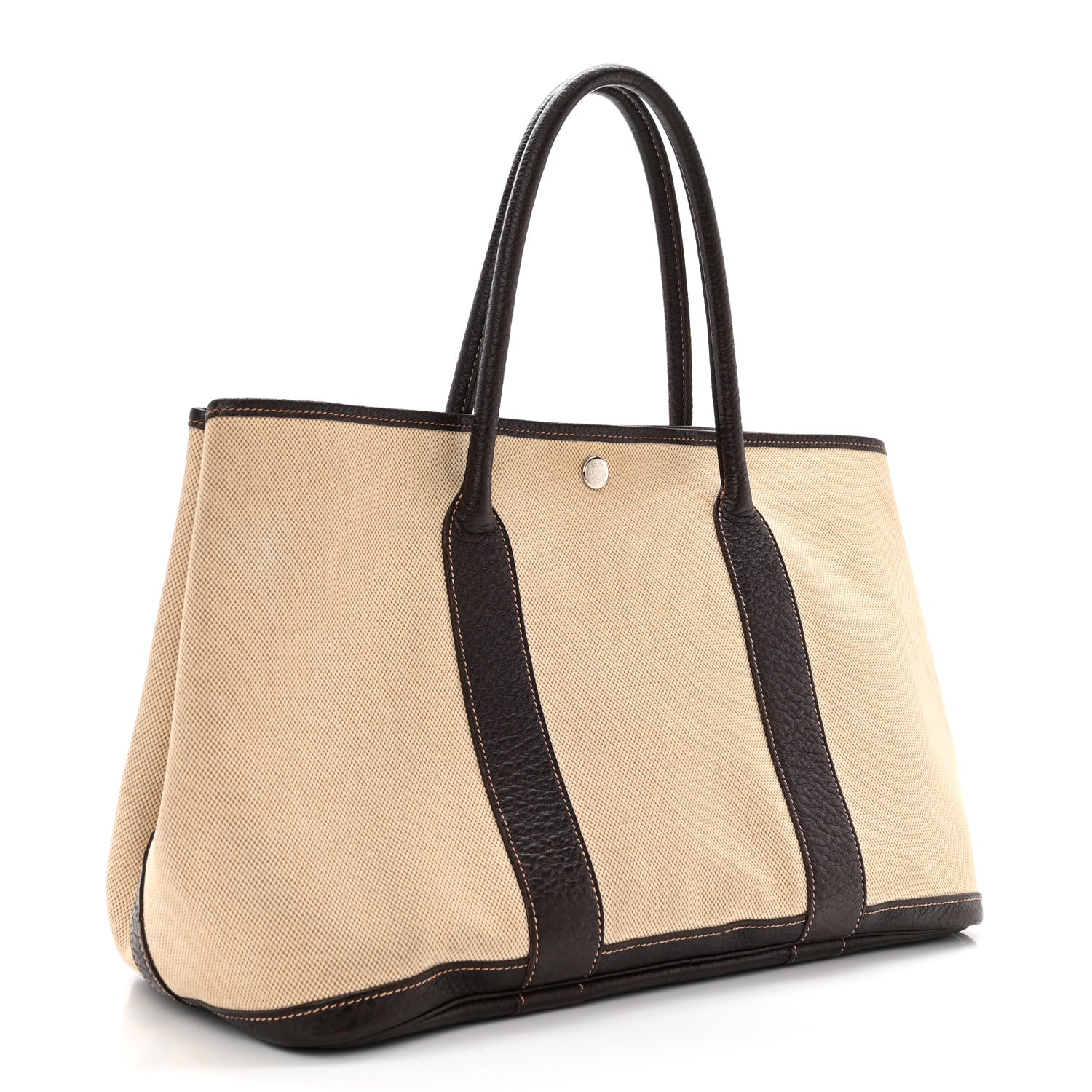 Hermes Buffle Skipper Toile Garden Party 36 MM Tote Marron Fonce 3 of 14