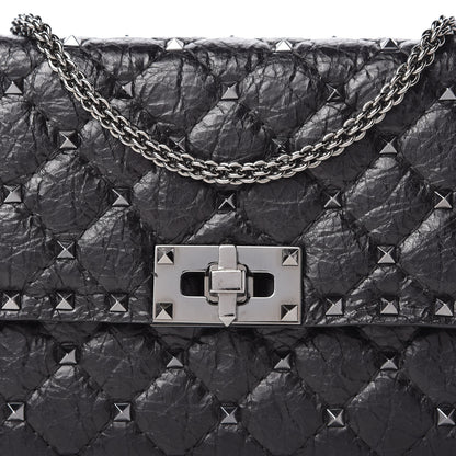 Valentino Garavani Craquele Nappa Rockstud Spike Wallet on Chain Black 9 of 10