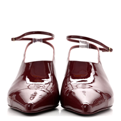 Chanel Patent Calfskin Cap Toe CC Slingback Pumps 38 Dark Burgundy 3 of 10
