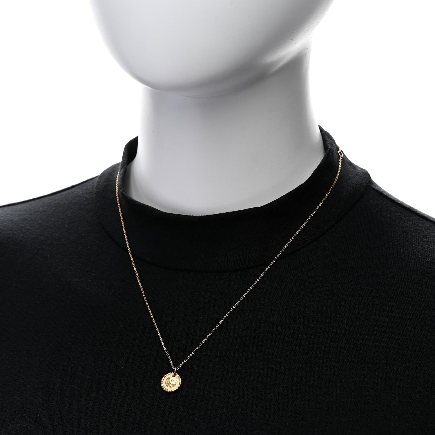 David Yurman 18K Yellow Gold Diamond Yellow Sapphire Cable Collectibles Moon and Stars Pendant Necklace 2 of 6