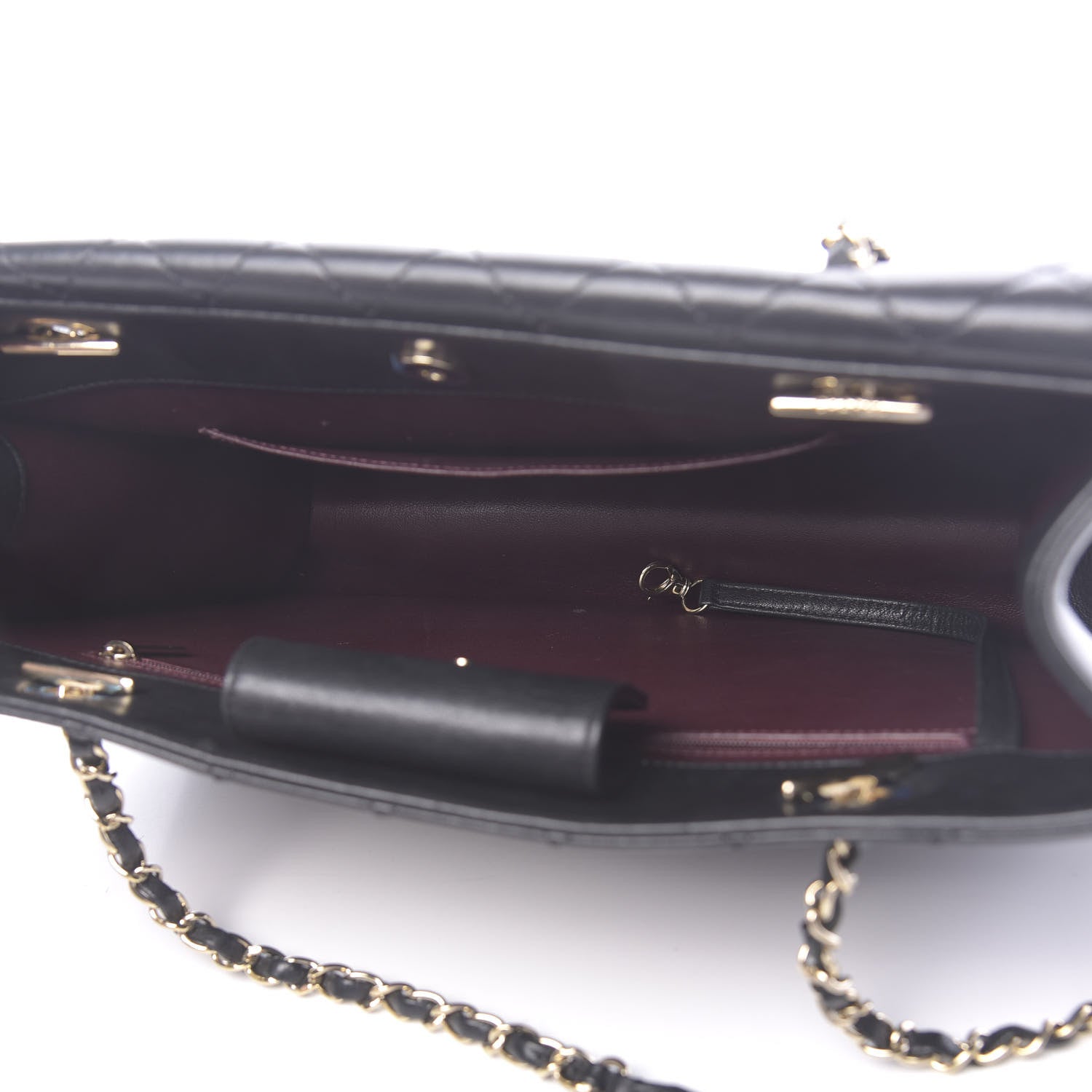 Chanel Sheepskin Quilted Beauty Lock Flap Shopping Tote Black 5 of 12