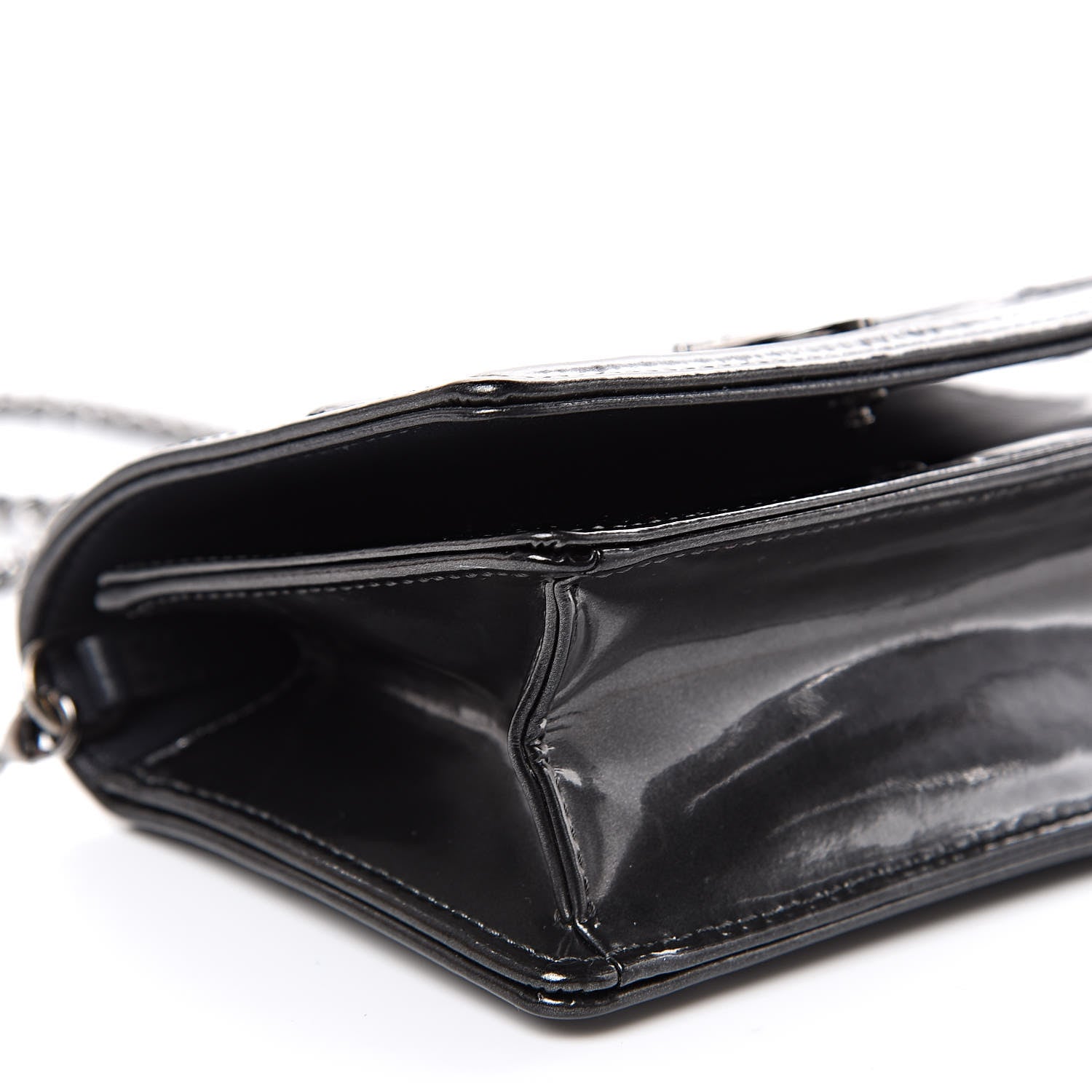Christian Dior Metallic Patent Micro-Cannage Baby Diorama Flap Bag Graphite 8 of 8