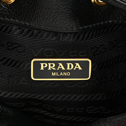 Prada Glace Calfskin Embossed Secchiello Bucket Bag Black 6 of 13