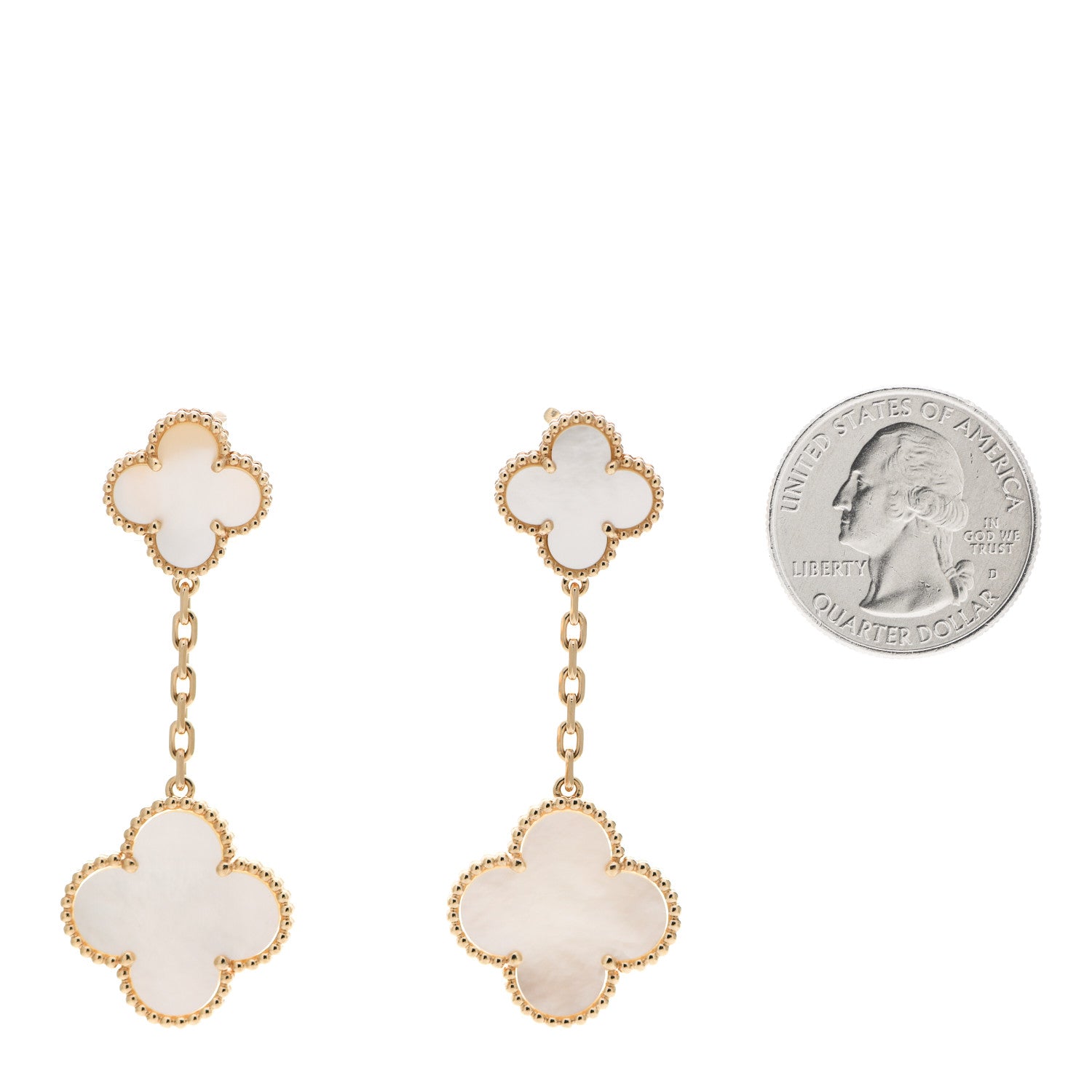 Van Cleef & Arpels 18K Yellow Gold Mother of Pearl Magic Alhambra 2 Motifs Clip-On Earrings 2 of 5