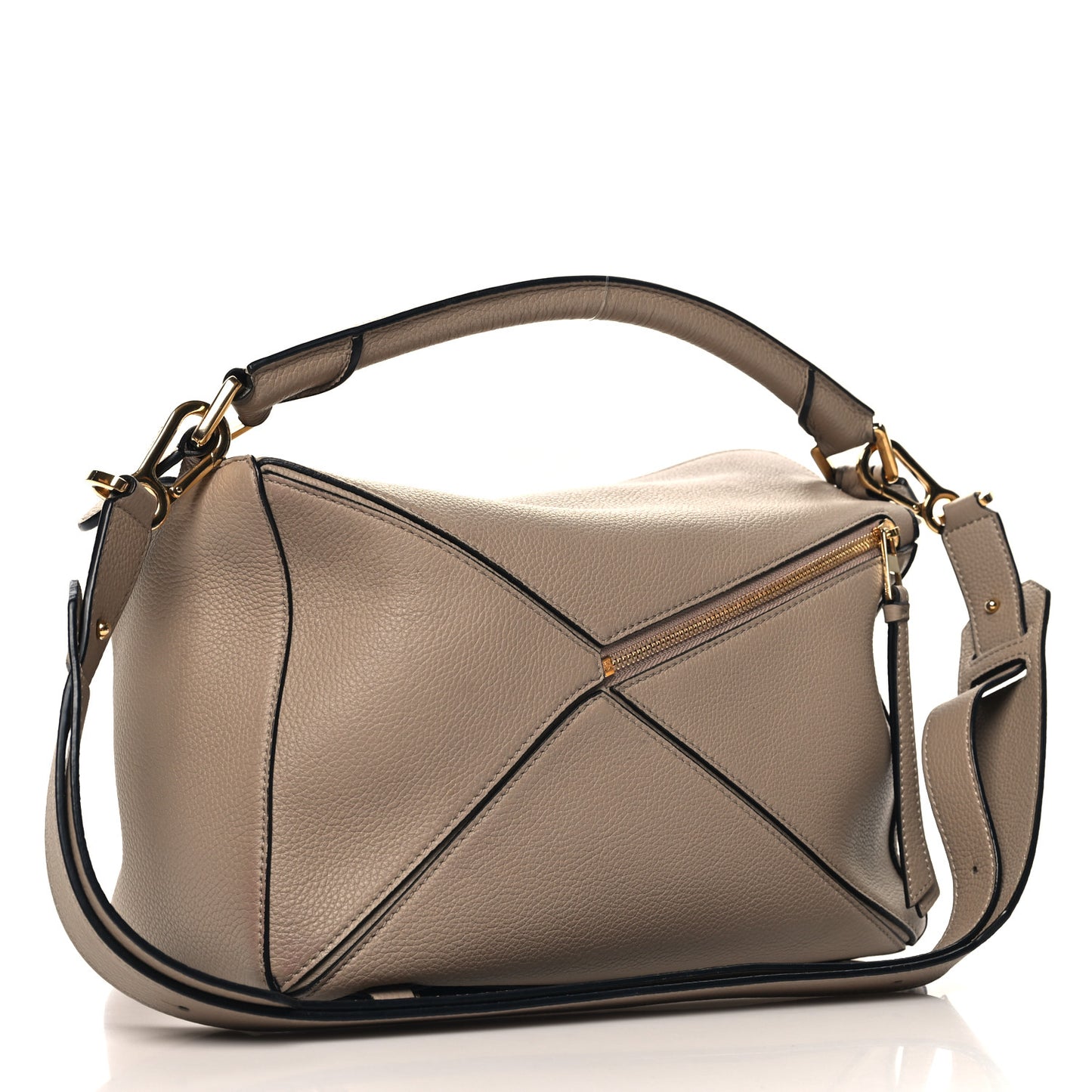 Grained Calfskin Medium Puzzle Bag Sand