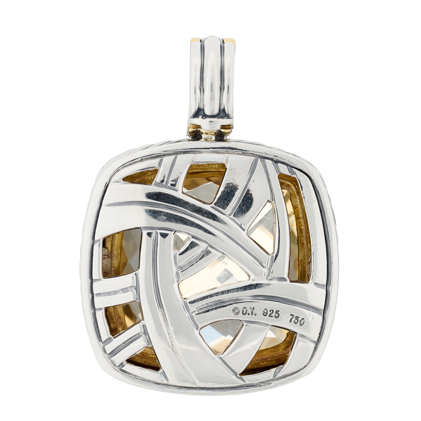 Sterling Silver 18K Yellow Gold Smoky Quartz 20mm Albion Enhancer Pendant