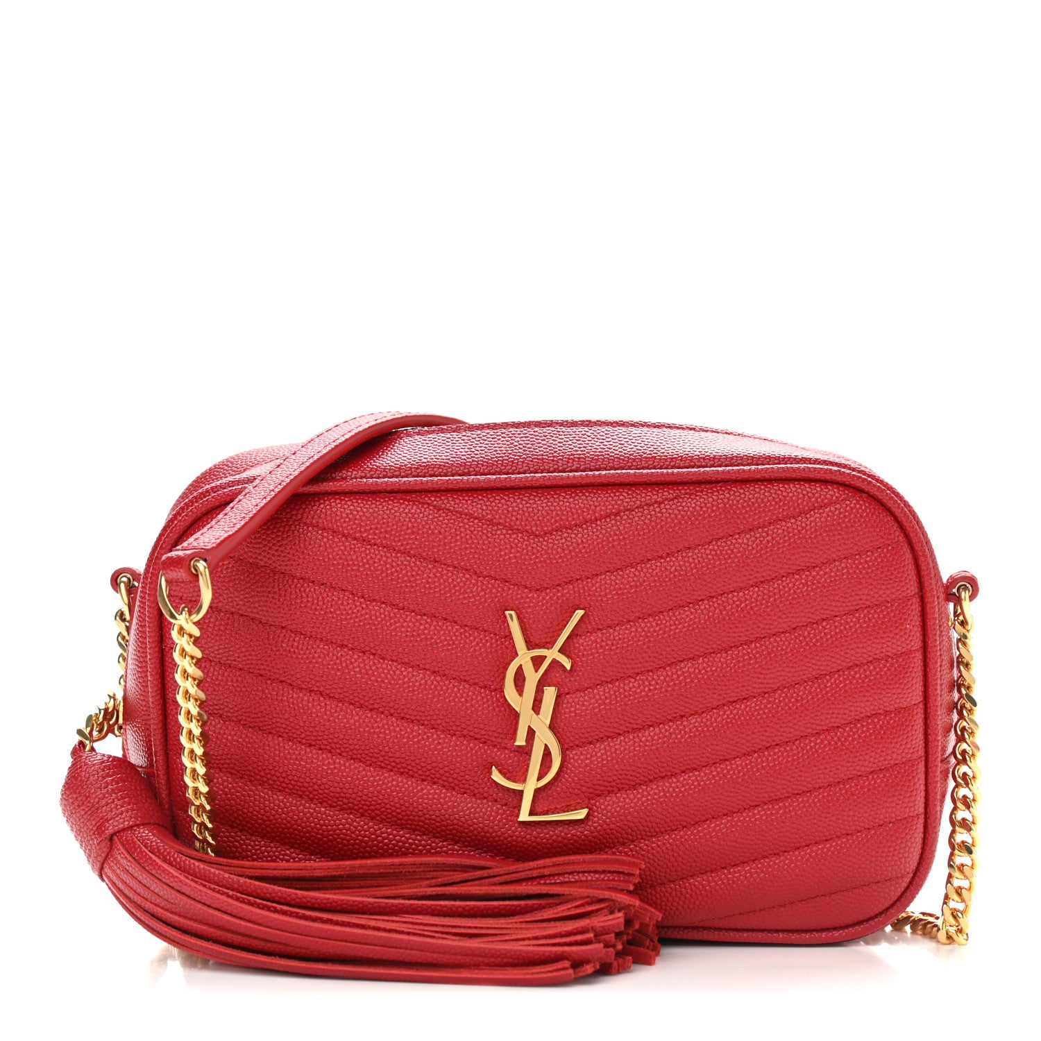 Saint Laurent Grain De Poudre Matelasse Monogram Mini Lou Camera Bag Eros Red 1 of 9