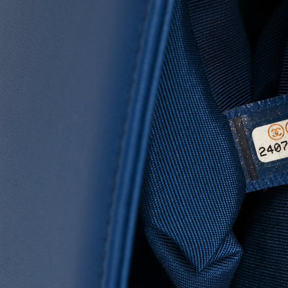 Chanel Lambskin Chevron Quilted New Medium Boy Flap Blue 7 of 11