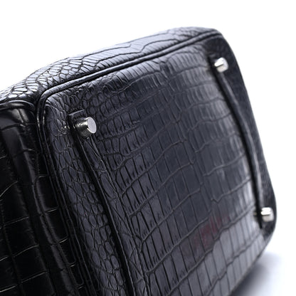 Hermes Matte Porosus Crocodile Birkin 35 Black 7 of 31