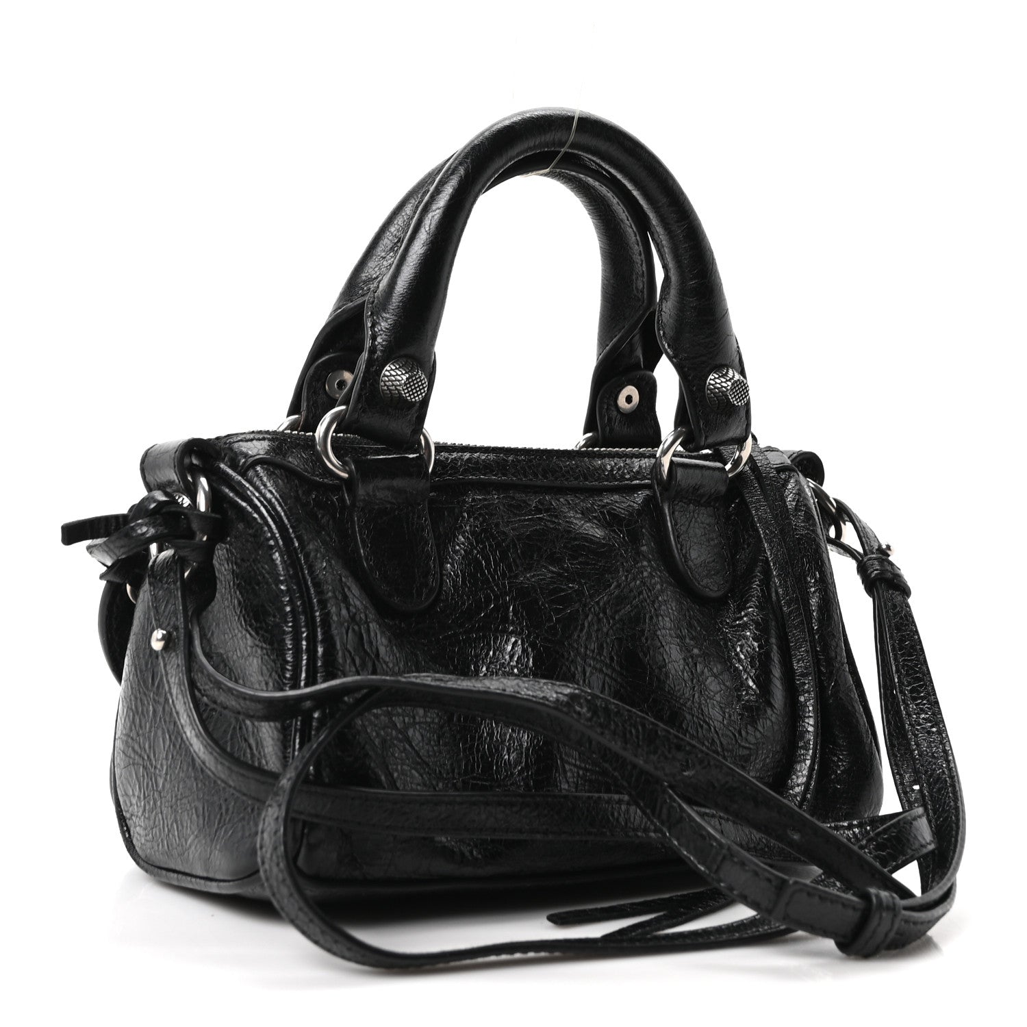 Balenciaga Agneau Arena Crystal Neo Nano Cagole Handbag Black 6 of 21