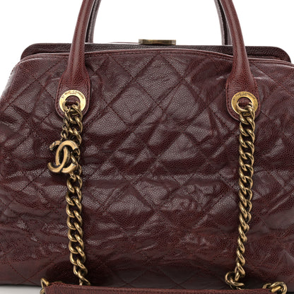 Chanel Glazed Caviar Quilted Small Shiva Tote Burgundy 8 of 11