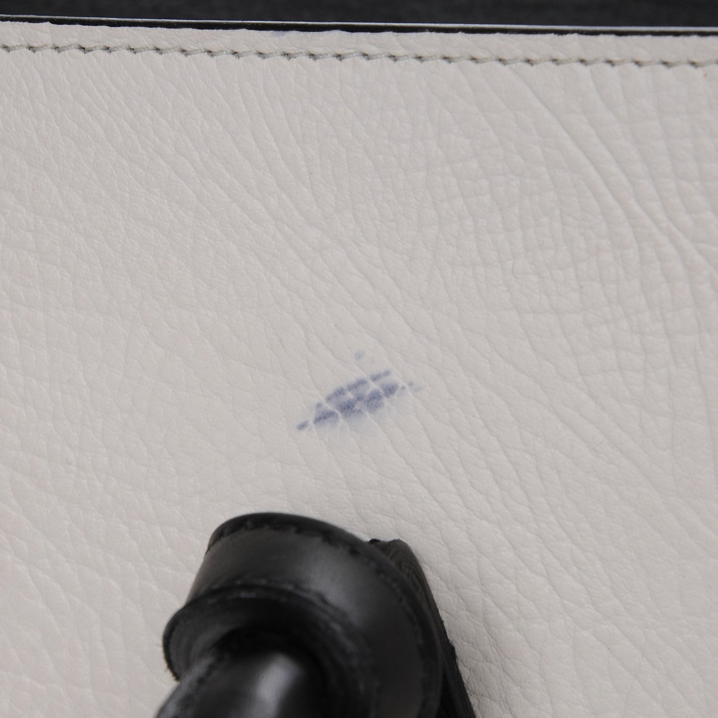 Elephant Calfskin Small Bi-Color Tie Knot Tote White Black