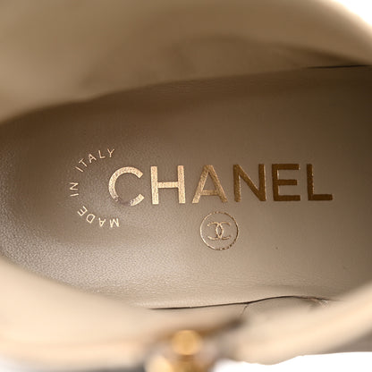 Chanel Calfskin Logo Boots 37 White Black 9 of 21