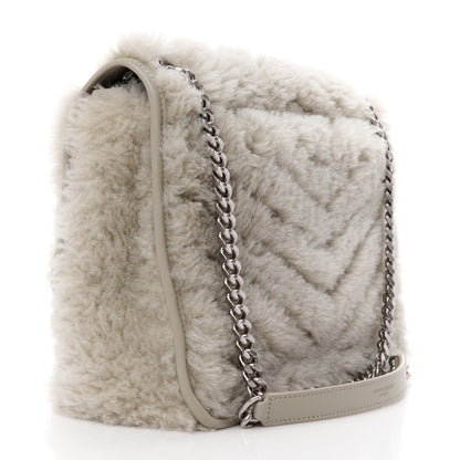 Saint Laurent Calfskin Shearling Monogram Medium Niki Chain Satchel Grey 3 of 11