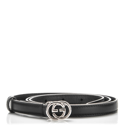 Gucci Moon Calfskin Nickel Interlocking G 20mm Belt 85 34 Black 1 of 4