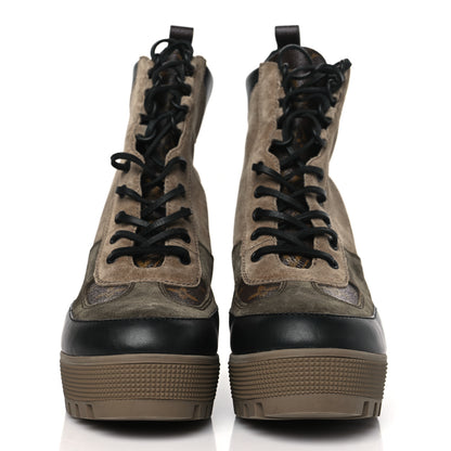 Louis Vuitton Suede Calfskin Monogram Laureate Platform Desert Boots 40.5 Taupe 2 of 8