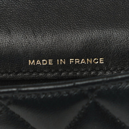 Chanel Lambskin Quilted Top Handle Flap Coin Purse With Chain Black 7 of 12