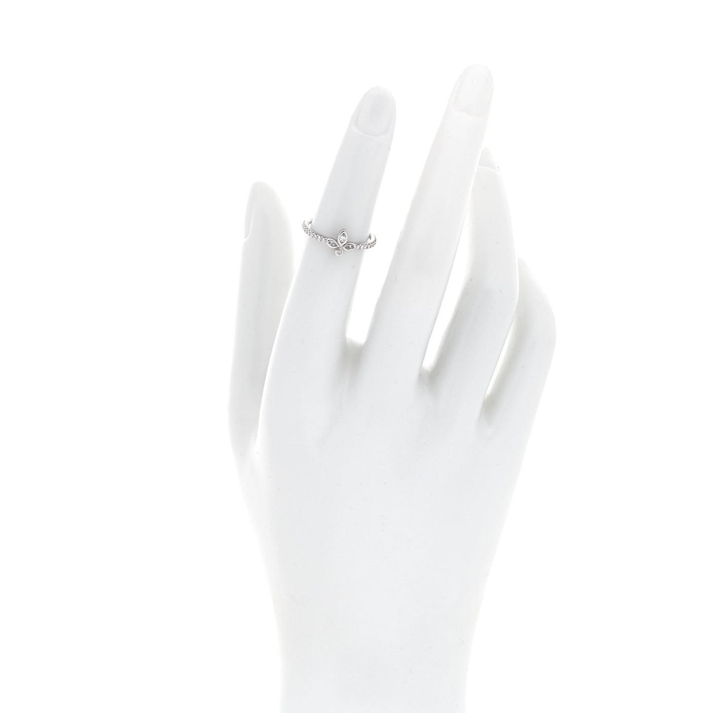 Platinum Diamond Fleur de Lis Band Ring 48 4.5