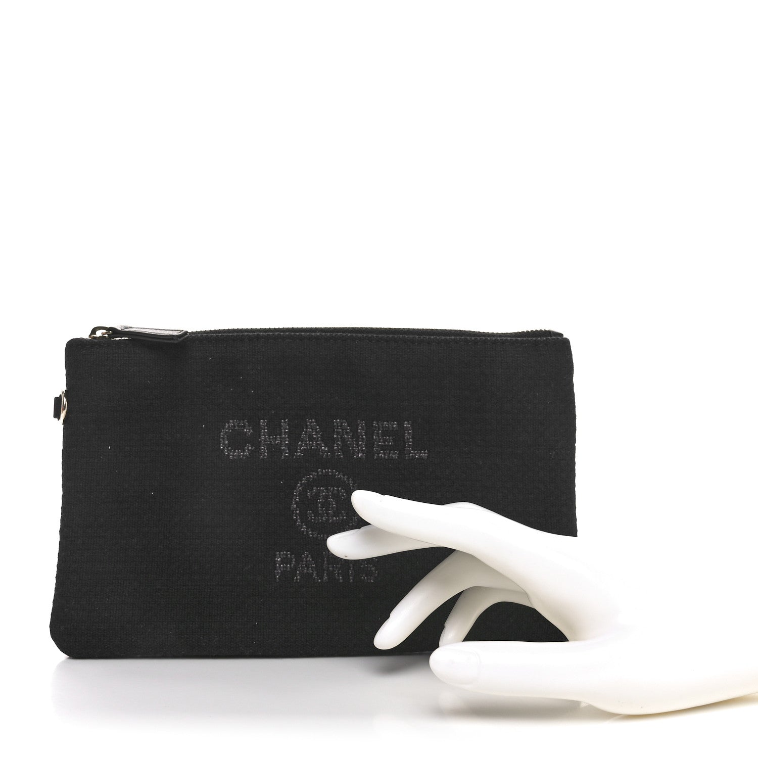 Chanel Mixed Fibers Small Deauville Pouch Black 2 of 8