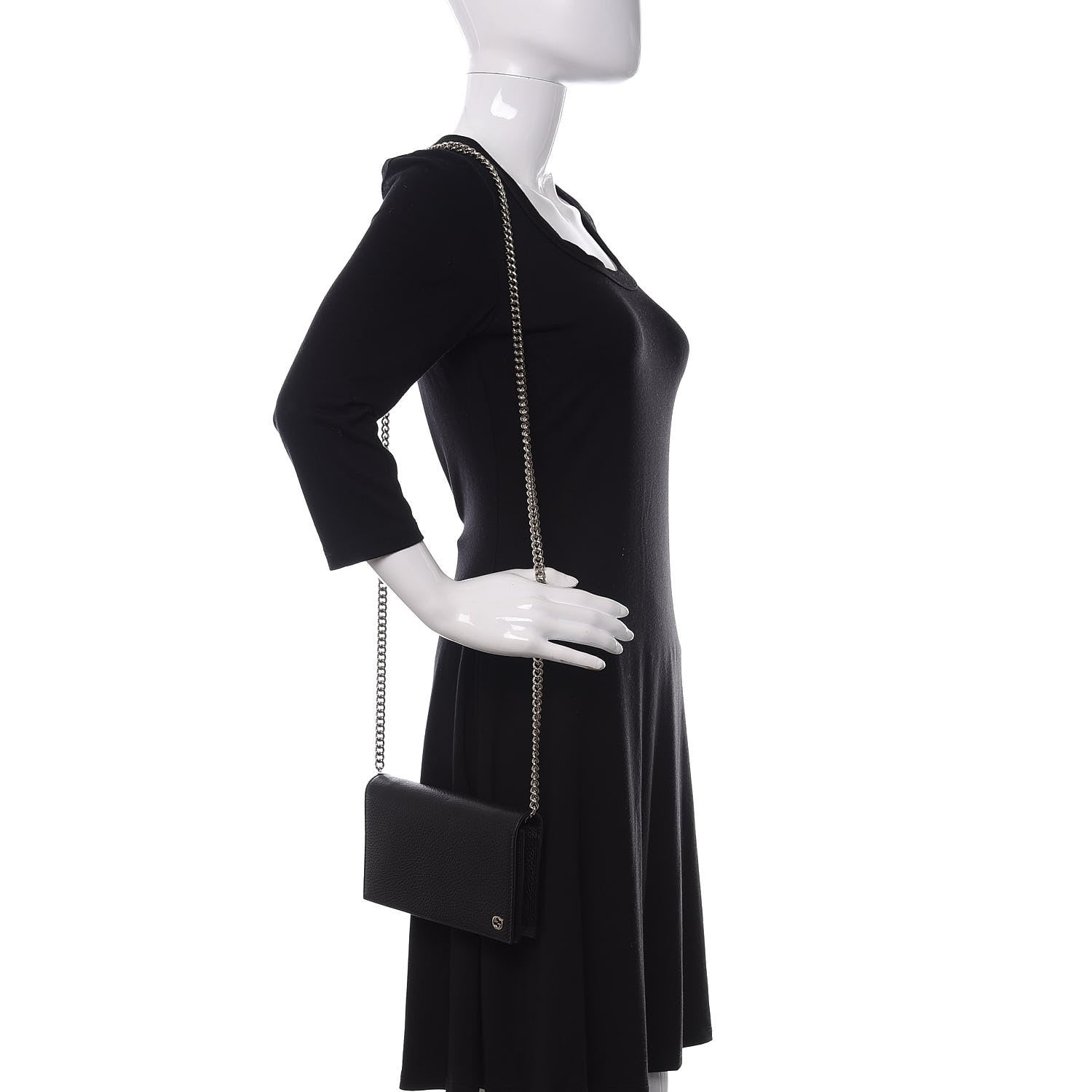 Gucci Dollar Calfskin Medium Betty Chain Wallet Black 2 of 11